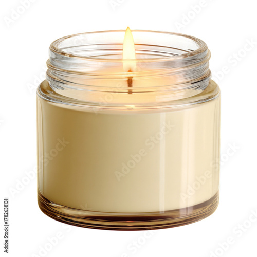 Brightly Lit Candle in a Clear Jar Creating a Warm Atmosphere in a Cozy Room