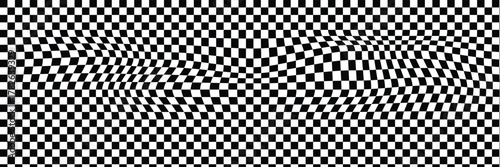 abstract checkerboard wave pattern background. Wavy Checkerboard Distorted Black and White Squares Vector Illustration Pattern doodle. Abstract wavy psychedelic checkerboard background with white 