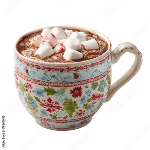 Warm Peppermint Hot Chocolate in a Decorative Mug on a Cozy Winter Day