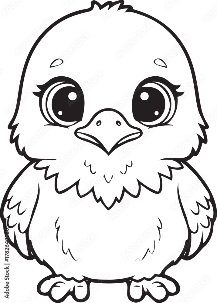 Obraz premium Silhouette of a Baby Eagle in Natural Pose on White Background