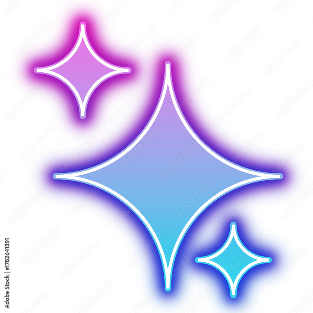 Obraz premium Neon gradient star shapes with glowing edges