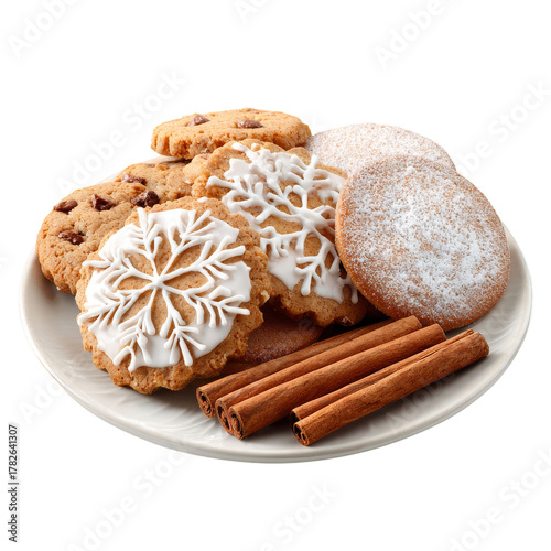 Delicious Holiday Cookies Served on a Plate With Cinnamon Sticks for Festive ...