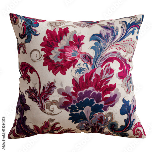 Beautiful Floral Pillow on a Cozy Couch in a Bright Living Room Setting