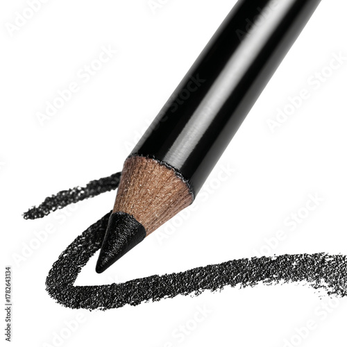 Close-up View of a Sharpened Black Pencil Tip Against a White Background