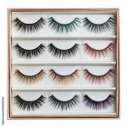 Premium False Eyelashes Displayed in a Stylish Case for Beauty Enthusiasts
