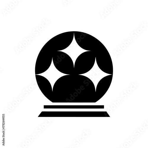 Black crystal ball with stars on it on transparent background silhouette