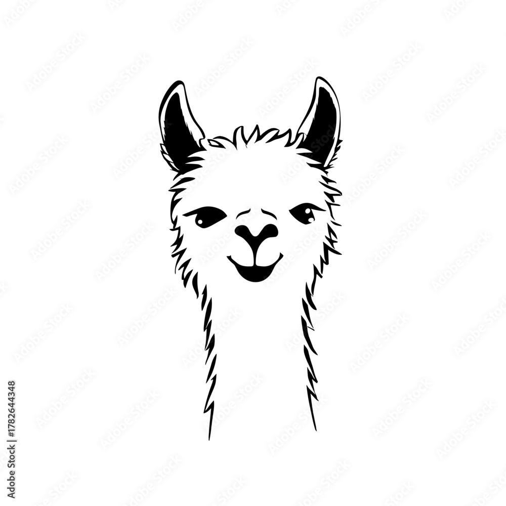 Obraz premium alpaca. alpaca simple black and white line art vector logo