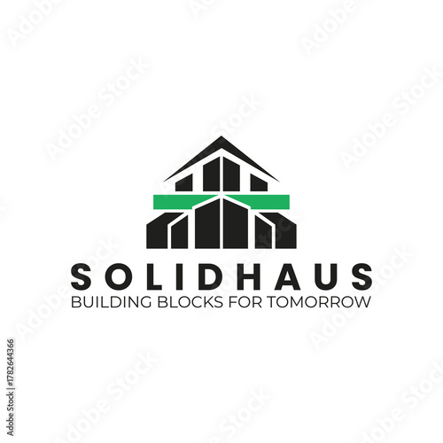 A contemporary abstract design that implies a solid structure, symbolizing high-quality materials and dependable construction. The shape represents stability and a strong foundation.