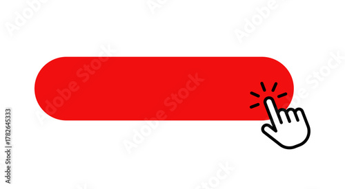 Red button with hand cursor icon