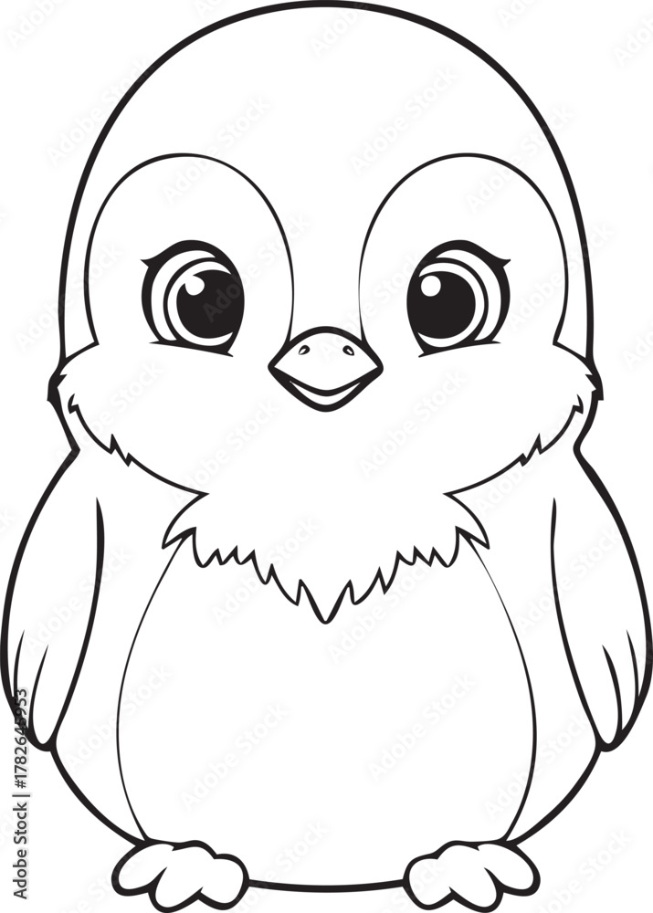 Obraz premium Silhouette of a Baby Penguin in Natural Pose on White Background