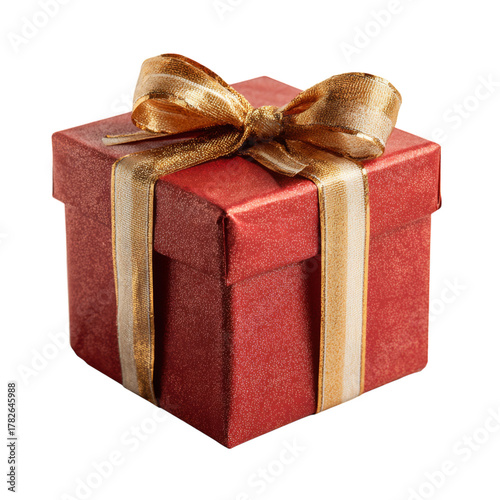 Bright Red Gift Box With Golden Ribbon for Special Occasions and Celebrations