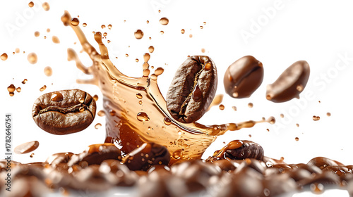 Coffee beans splash.