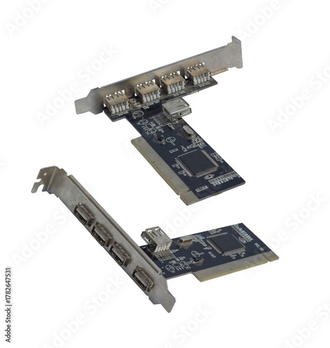 Dual External USB Expansion Cards on Transparent Background