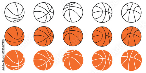 Basketball ball icons set. Basketball ball clipart bundle. Vector illustration