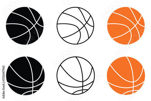 Basketball ball icons set. Basketball ball clipart bundle. Vector illustration