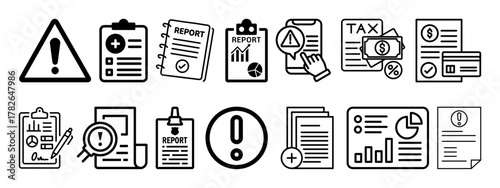 report, document, file, checklist, tax, paper, warning, alert, safety, compliance, finance, office, paperwork, risk, information, management, business, audit,