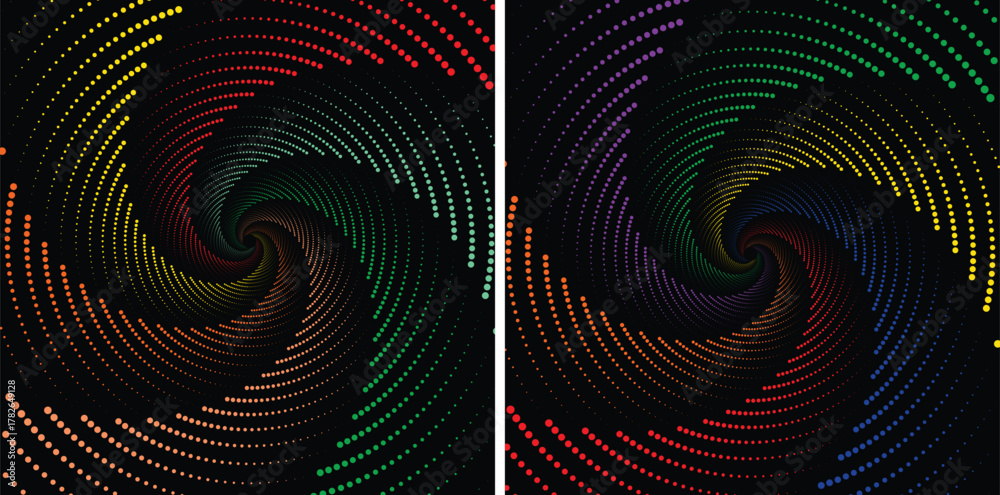 Fototapeta premium Abstract colorful spiral dots vortex motion digital background