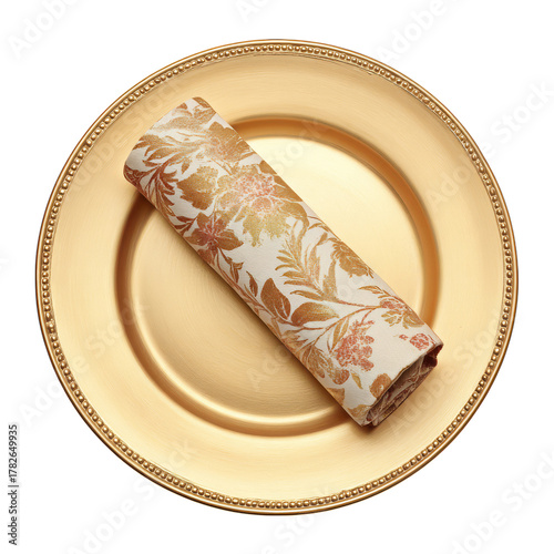 Elegant Table Setting With Gold Charger Plate and Decorative Napkin