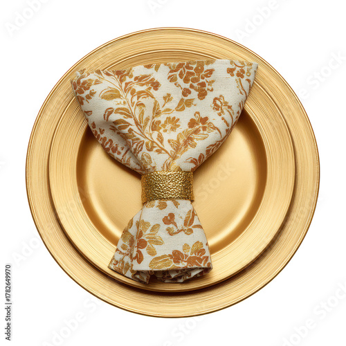 Elegant Table Setting With Gold Charger Plate and Decorative Napkin