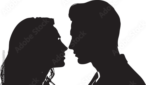 Intimate Silhouette Profile of a Couple in Close Up