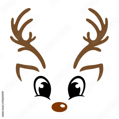 reindeer with brown antlers and bright eyes