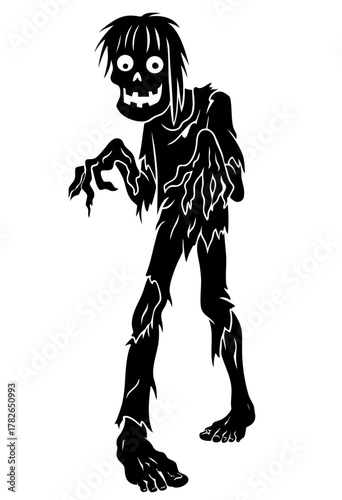 Halloween Zombie Walker — classic undead monster silhouette in torn clothes