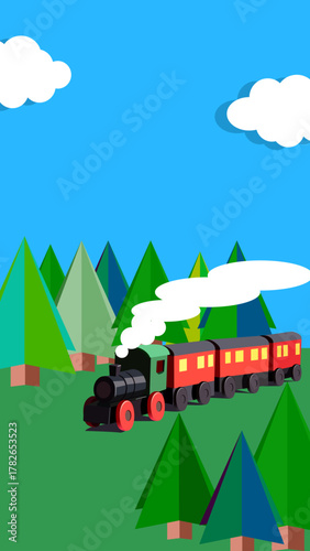 おもちゃの機関車林背景ai