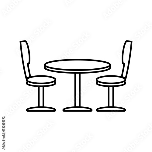Bistro Table Icon Black Outlined