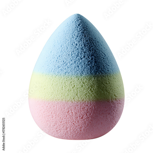 Colorful Sponge Egg Used for Makeup Application Sitting on a Plain Surface in...