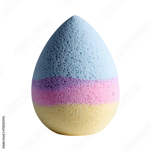 Colorful Sponge Egg Used for Makeup Application Sitting on a Plain Surface in...