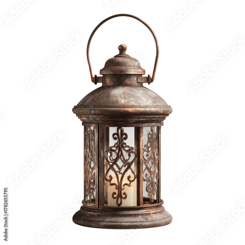 Old-fashioned Lantern Glowing Softly in a Vintage Setting During the Evening