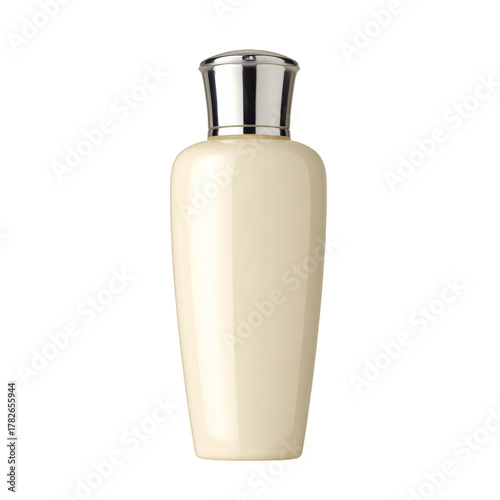 Elegant Cream Bottle for Skincare Products Displayed Against a Neutral Backgr...