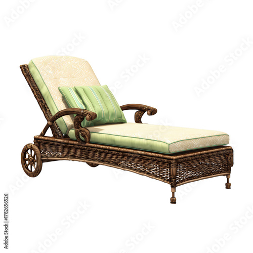 Outdoor Lounge Chair Made of Wicker With Cushioned Backrest for Relaxation