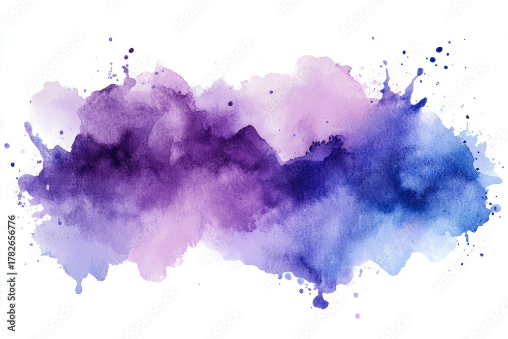 Obraz premium watercolor splash in purple and blue colors on a transparent background,