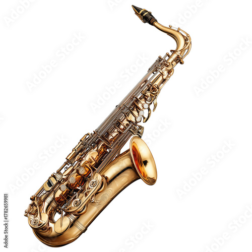 Golden Saxophone Shining Bright Against a Neutral Background