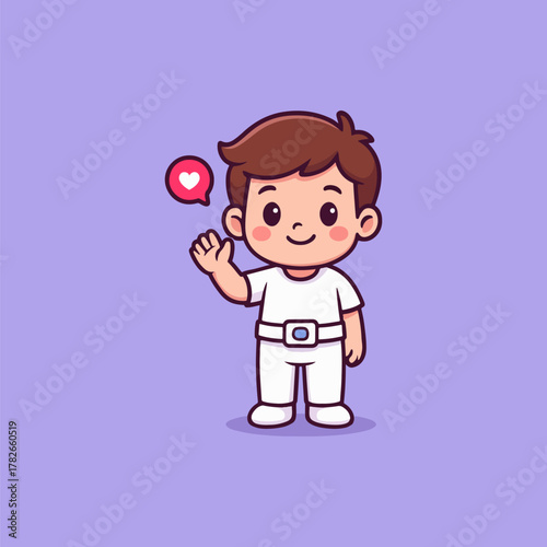 Cartoon vector illustration of a little girl with a toy, a smiling child character design