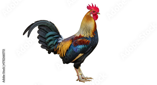 Quadro su tela Magnificent roosters standing proudly, showcasing vibrant plumage and an impressive comb, ready to greet the day with a powerful crow