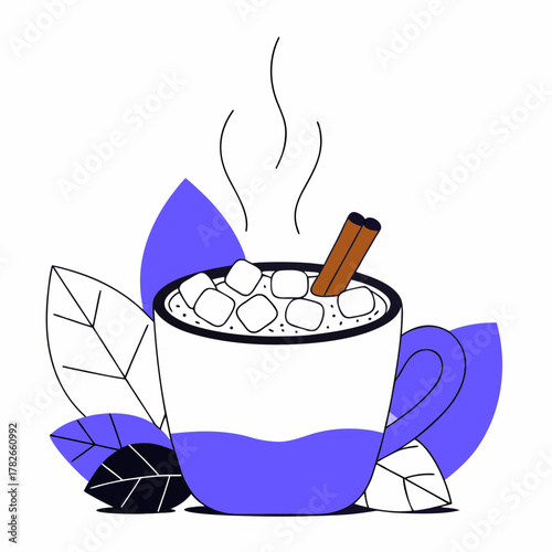 Warm Bowl of Rice Porridge with Cinnamon Stick