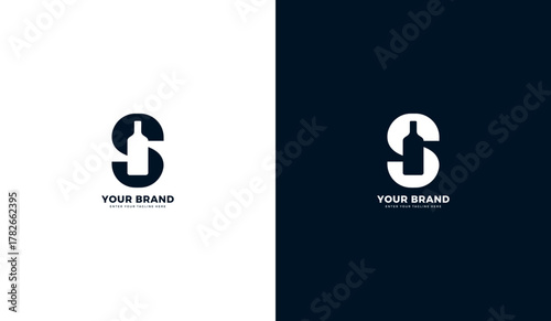 Drink bottle letter s logo, letter s bottle icon