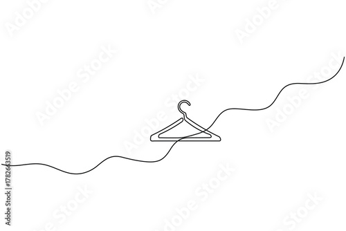 Clothes hangers continuous one line drawing minimalist outline art on white background