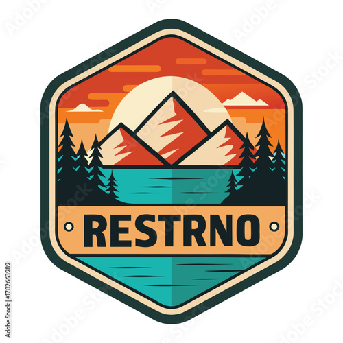 Mountain Road warning sign illustration vector icon design badge emblem