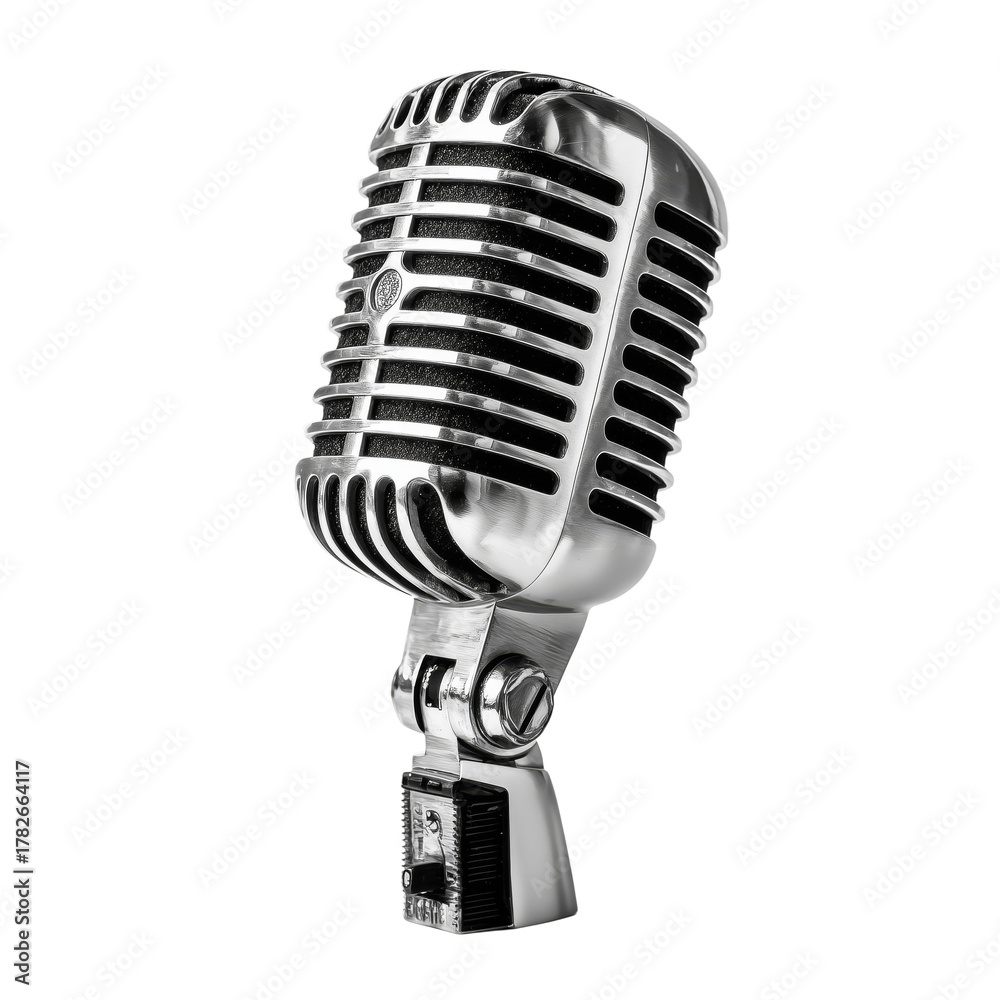 Fototapeta premium Classic Microphone on Stand Ready for Performance at Local Music Event