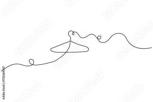 Clothes hangers continuous one line drawing minimalist outline art on white background