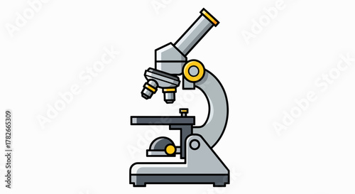 Streamlined Flat Design Microscope Icon for Scientific Research and Educational Discovery