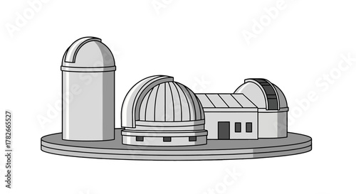 Collection of Astronomical Observatories with Dome Structures.