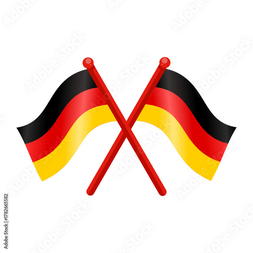 Crossed germany flags on red poles vector illustration