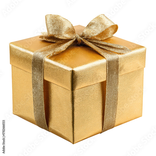 Golden Gift Box Wrapped With a Shiny Ribbon Ready for Celebration