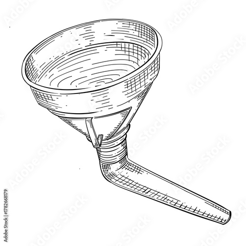 Vintage funnel vector line art hand drawn illustration 