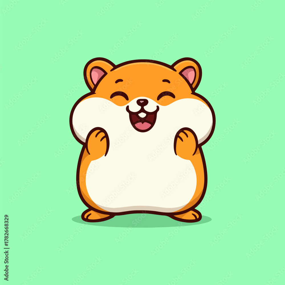 Fototapeta premium Cute, fun cartoon teddy bear vector illustration with a happy banner