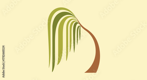 Tropical Palm Tree Illustration with Simple Vector Design and Earthy Tones